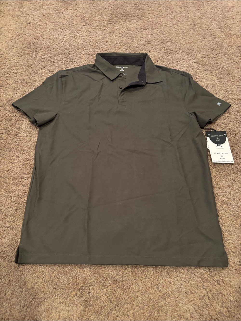 NWT Kenneth Cole Men's Olive Polo with Dark Trim